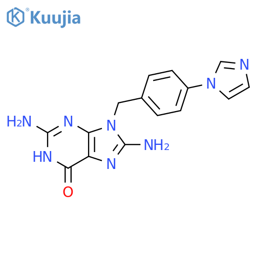 6H-Purin-6-one,2,8-diamino-1,9-dihydro-9-[[4-(1H-imidazol-1-yl)phenyl]methyl]- structure