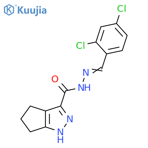 N'-(1E)-(2,4-dichlorophenyl)methylidene-1H,4H,5H,6H-cyclopentacpyrazole-3-carbohydrazide structure