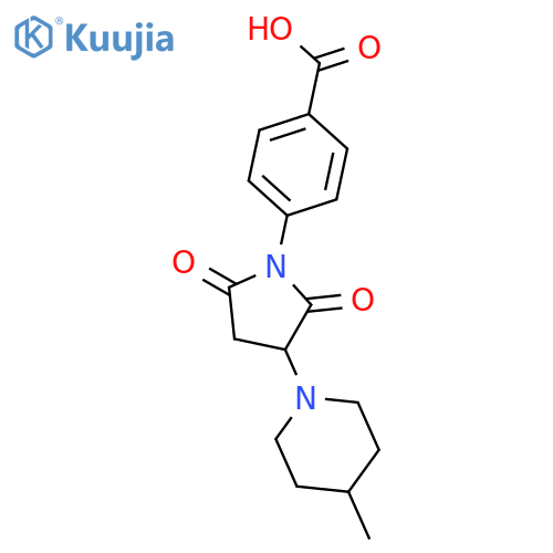 4-[3-(4-Methyl-piperidin-1-yl)-2,5-dioxo-pyrrolidin-1-yl]-benzoic acid structure