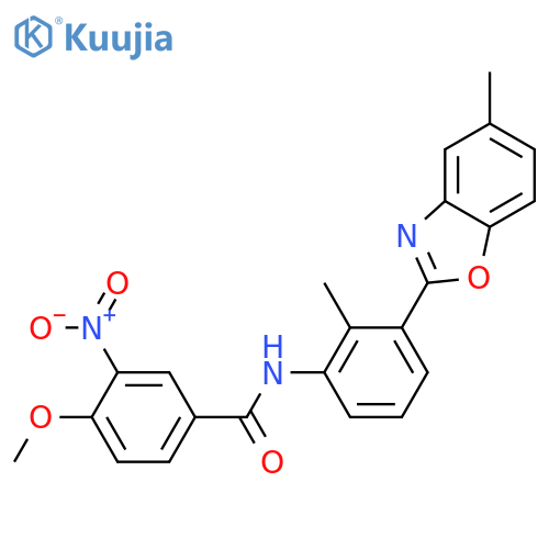 <br>3-nitro-4-methoxy-N-[2-methyl-3-(5-methyl-1,3-benzoxazol-2-yl)phenyl]benzam ide structure