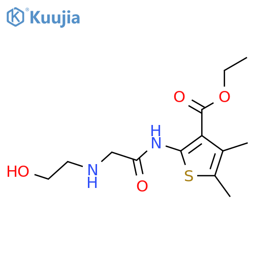 <br>ethyl 2-({[(2-hydroxyethyl)amino]acetyl}amino)-4,5-dimethyl-3-thiophenecarb oxylate structure