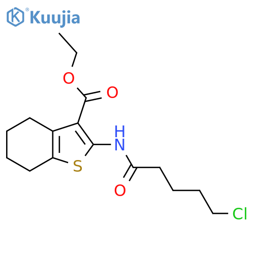Ethyl 2-[(5-chloropentanoyl)amino]-4,5,6,7-tetrahydro-1-benzothiophene-3-carboxylate structure