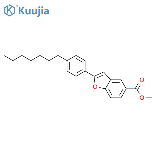 5-Benzofurancarboxylic acid, 2-(4-heptylphenyl)-, methyl ester structure