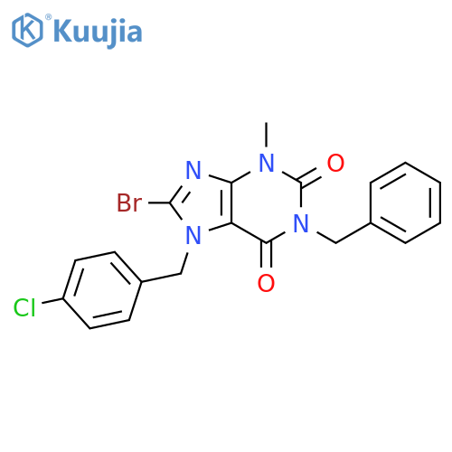1-benzyl-8-bromo-7-(4-chlorophenyl)methyl-3-methyl-2,3,6,7-tetrahydro-1H-purine-2,6-dione structure