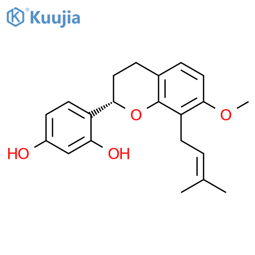 2',4'-Dihydroxy-7-methoxy-8-prenylflavan structure