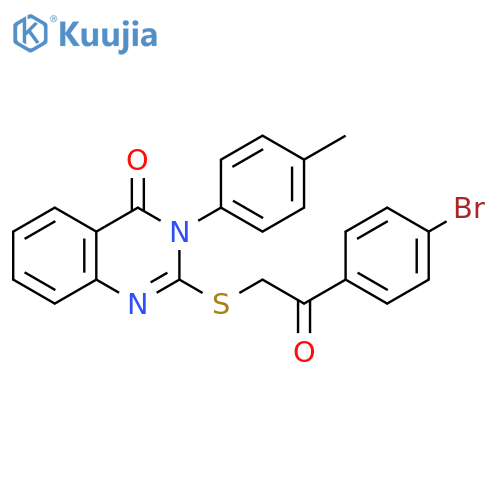 2-{2-(4-bromophenyl)-2-oxoethylsulfanyl}-3-(4-methylphenyl)-3,4-dihydroquinazolin-4-one structure