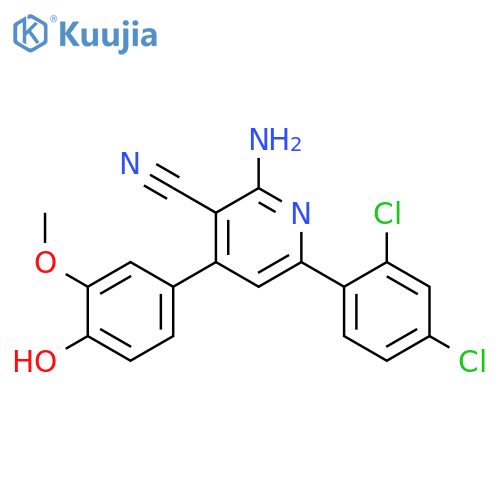 <br>2-Amino-6-(2,4-dichloro-phenyl)-4-(4-hydroxy-3-methoxy-phenyl)-nicotinonitr ile structure