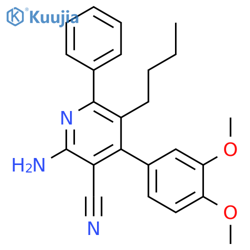 2-Amino-5-butyl-4-(3,4-dimethoxy-phenyl)-6-phenyl-nicotinonitrile structure