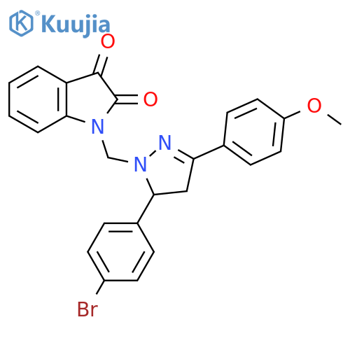 1-{5-(4-bromophenyl)-3-(4-methoxyphenyl)-4,5-dihydro-1H-pyrazol-1-ylmethyl}-2,3-dihydro-1H-indole-2,3-dione structure