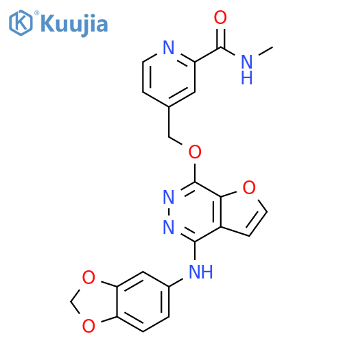 2-Pyridinecarboxamide,4-[[[4-(1,3-benzodioxol-5-ylamino)furo[2,3-d]pyridazin-7-yl]oxy]methyl]-N-methyl- structure