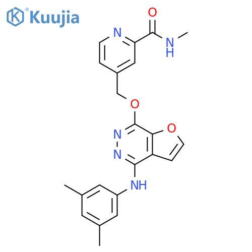 2-Pyridinecarboxamide,4-[[[4-[(3,5-dimethylphenyl)amino]furo[2,3-d]pyridazin-7-yl]oxy]methyl]-N-methyl- structure