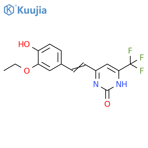2(1H)-Pyrimidinone,4-[2-(3-ethoxy-4-hydroxyphenyl)ethenyl]-6-(trifluoromethyl)- structure