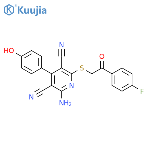 2-amino-6-{2-(4-fluorophenyl)-2-oxoethylsulfanyl}-4-(4-hydroxyphenyl)pyridine-3,5-dicarbonitrile structure