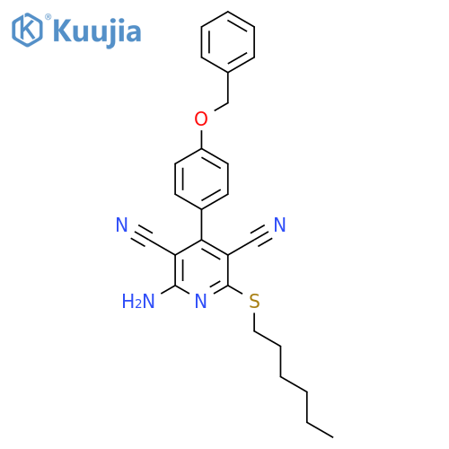2-amino-4-4-(benzyloxy)phenyl-6-(hexylsulfanyl)pyridine-3,5-dicarbonitrile structure