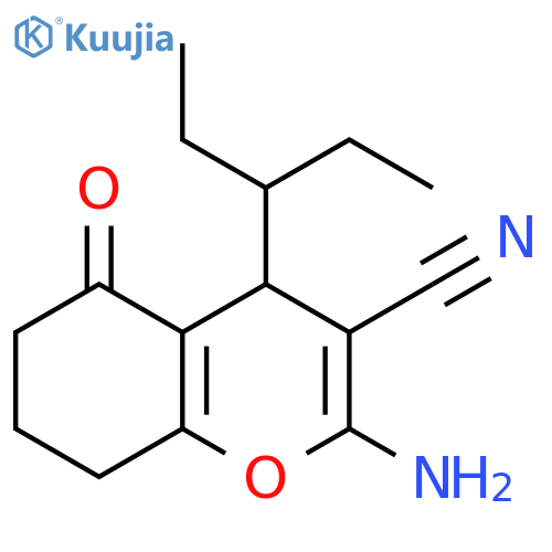 2-amino-5-oxo-4-(pentan-3-yl)-5,6,7,8-tetrahydro-4H-chromene-3-carbonitrile structure