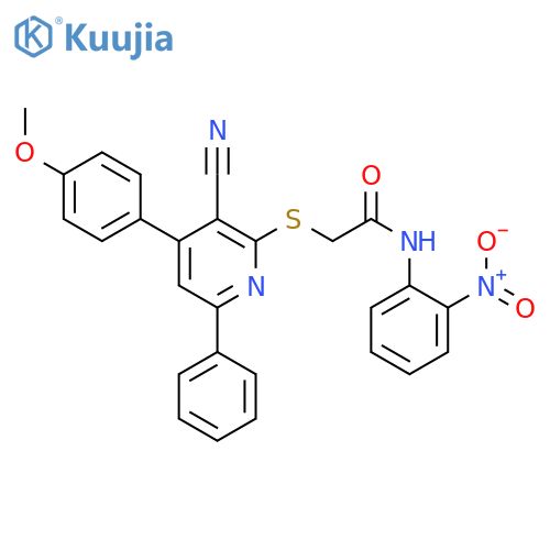 <br>2-[3-Cyano-4-(4-methoxy-phenyl)-6-phenyl-pyridin-2-ylsulfanyl]-N-(2-nitro-p henyl)-acetamide structure