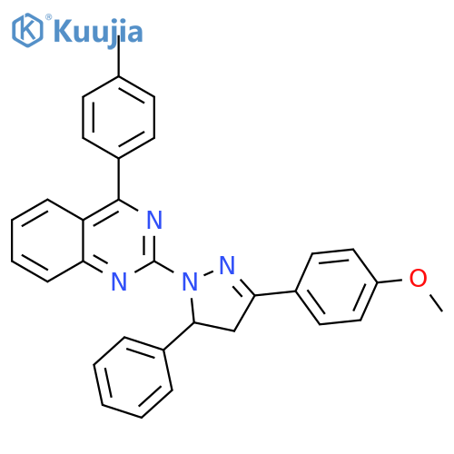 2-3-(4-methoxyphenyl)-5-phenyl-4,5-dihydro-1H-pyrazol-1-yl-4-(4-methylphenyl)quinazoline structure