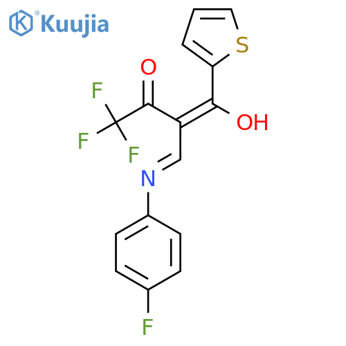(2E)-4,4,4-trifluoro-2-{(4-fluorophenyl)aminomethylidene}-1-(thiophen-2-yl)butane-1,3-dione structure