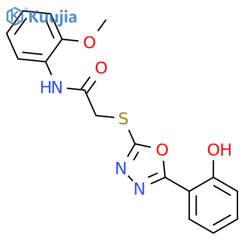 <br>2-[5-(2-Hydroxy-phenyl)-[1,3,4]oxadiazol-2-ylsulfanyl]-N-(2-methoxy-phenyl) -acetamide structure