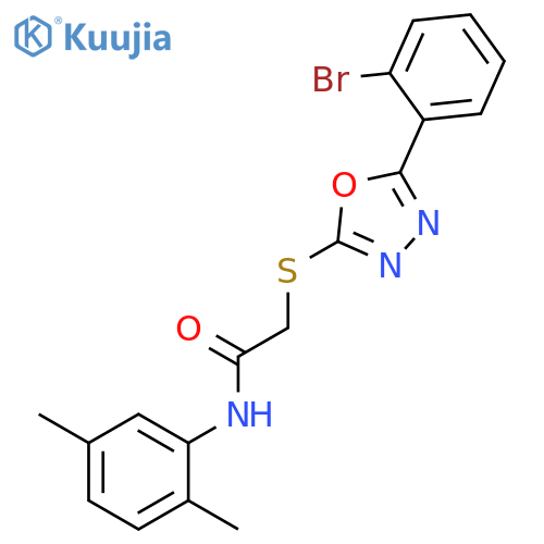 <br>2-[5-(2-Bromo-phenyl)-[1,3,4]oxadiazol-2-ylsulfanyl]-N-(2,5-dimethyl-phenyl )-acetamide structure