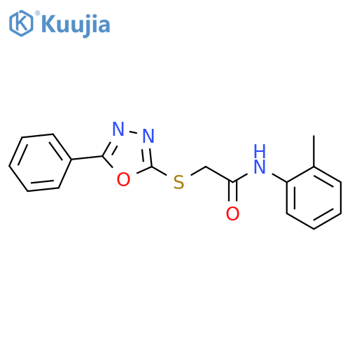 2-(5-Phenyl-[1,3,4]oxadiazol-2-ylsulfanyl)-N-o-tolyl-acetamide structure