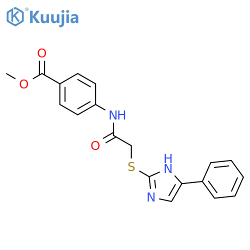 <br>4-[2-(4-Phenyl-1H-imidazol-2-ylsulfanyl)-acetylamino]-benzoic acid methyl e ster structure