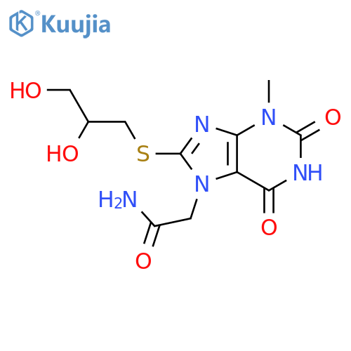 2-{8-(2,3-dihydroxypropyl)sulfanyl-3-methyl-2,6-dioxo-2,3,6,7-tetrahydro-1H-purin-7-yl}acetamide structure