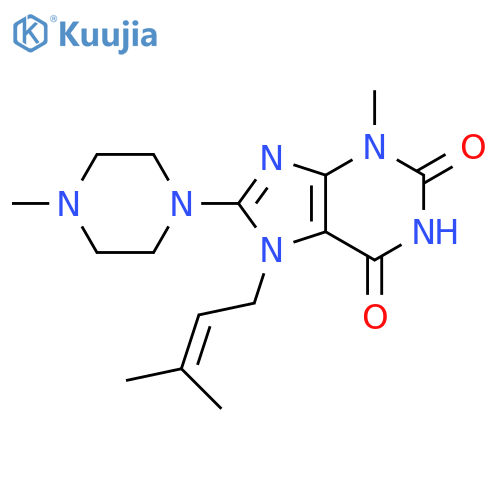 3-methyl-7-(3-methylbut-2-en-1-yl)-8-(4-methylpiperazin-1-yl)-2,3,6,7-tetrahydro-1H-purine-2,6-dione structure