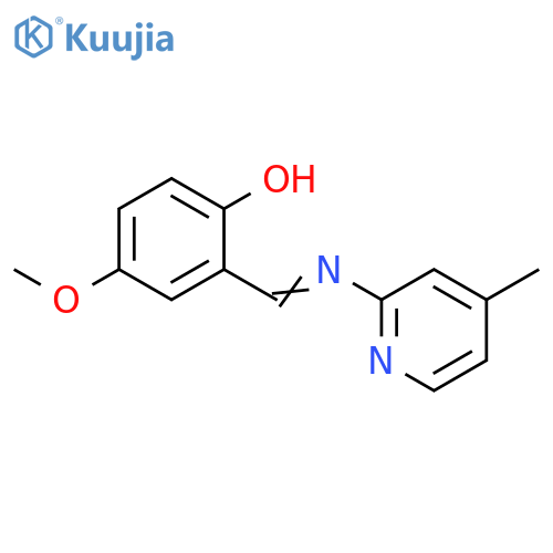 4-methoxy-2-(1E)-(4-methylpyridin-2-yl)iminomethylphenol structure
