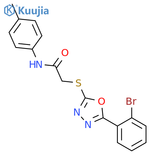 2-[5-(2-Bromo-phenyl)-[1,3,4]oxadiazol-2-ylsulfanyl]-N-p-tolyl-acetamide structure
