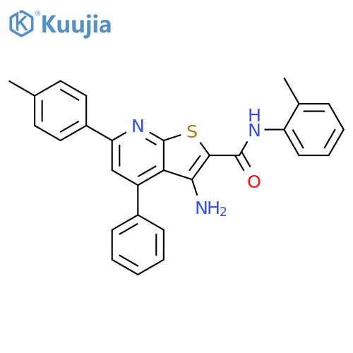 <br>3-Amino-4-phenyl-6-p-tolyl-thieno[2,3-b]pyridine-2-carboxylic acid o-tolyla mide structure