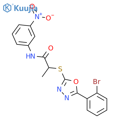 <br>2-[5-(2-Bromo-phenyl)-[1,3,4]oxadiazol-2-ylsulfanyl]-N-(3-nitro-phenyl)-pro pionamide structure