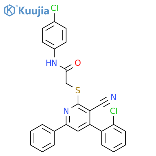 <br>N-(4-Chloro-phenyl)-2-[4-(2-chloro-phenyl)-3-cyano-6-phenyl-pyridin-2-ylsul fanyl]-acetamide structure