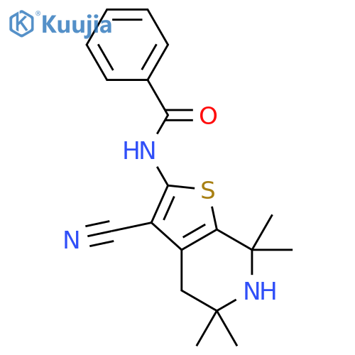 <br>N-(3-cyano-5,5,7,7-tetramethyl-4,5,6,7-tetrahydrothieno[2,3-c]pyridin-2-yl) benzamide structure