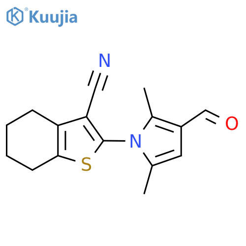 2-(3-formyl-2,5-dimethyl-1H-pyrrol-1-yl)-4,5,6,7-tetrahydro-1-benzothiophene-3-carbonitrile structure