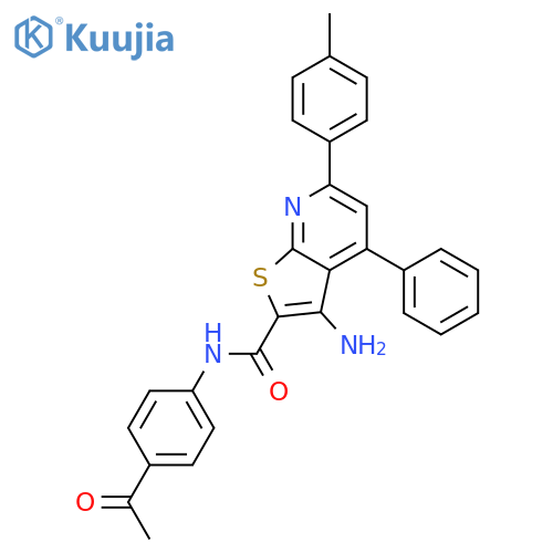 <br>3-Amino-4-phenyl-6-p-tolyl-thieno[2,3-b]pyridine-2-carboxylic acid (4-acety l-phenyl)-amide structure