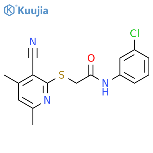 N-(3-Chloro-phenyl)-2-(3-cyano-4,6-dimethyl-pyridin-2-ylsulfanyl)-acetamide structure