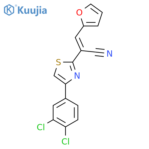 (2E)-2-4-(3,4-dichlorophenyl)-1,3-thiazol-2-yl-3-(furan-2-yl)prop-2-enenitrile structure