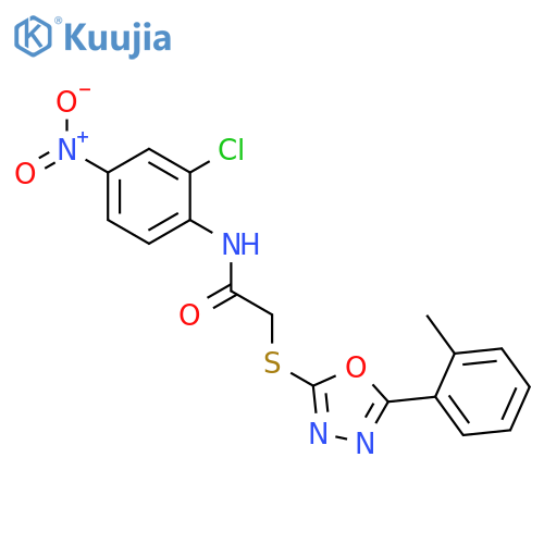 <br>N-(2-Chloro-4-nitro-phenyl)-2-(5-o-tolyl-[1,3,4]oxadiazol-2-ylsulfanyl)-ace tamide structure