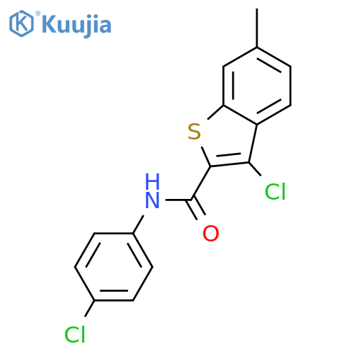 <br>3-Chloro-6-methyl-benzo[b]thiophene-2-carboxylic acid (4-chloro-phenyl)-ami de structure