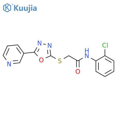 <br>N-(2-Chloro-phenyl)-2-(5-pyridin-3-yl-[1,3,4]oxadiazol-2-ylsulfanyl)-acetam ide structure