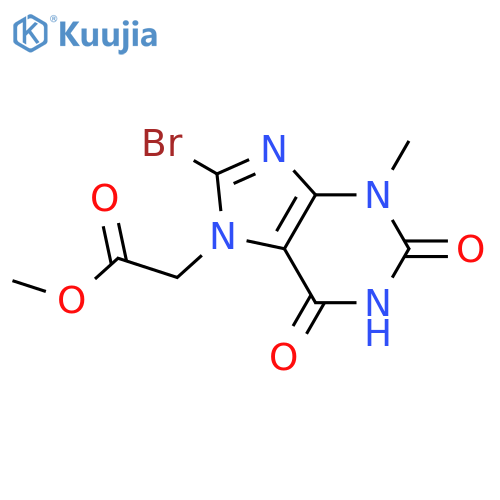 methyl 2-(8-bromo-3-methyl-2,6-dioxo-2,3,6,7-tetrahydro-1H-purin-7-yl)acetate structure