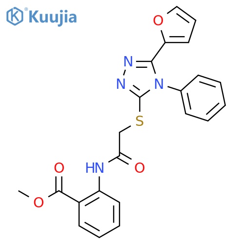 Methyl 2-({5-(2-furyl)-4-phenyl-4H-1,2,4-triazol-3-ylthio}acetyl)aminobenzoate structure