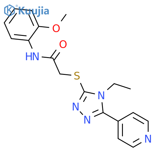 <br>2-((4-Ethyl-5-(pyridin-4-yl)-4H-1,2,4-triazol-3-yl)thio)-N-(2-methoxyphenyl )acetamide structure