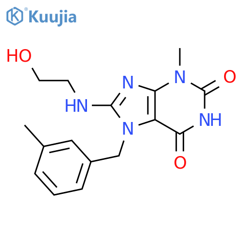 8-(2-hydroxyethyl)amino-3-methyl-7-(3-methylphenyl)methyl-2,3,6,7-tetrahydro-1H-purine-2,6-dione structure