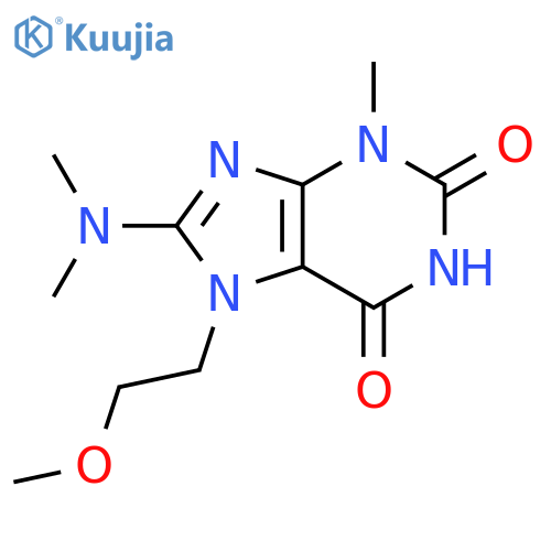 8-(dimethylamino)-7-(2-methoxyethyl)-3-methyl-2,3,6,7-tetrahydro-1H-purine-2,6-dione structure