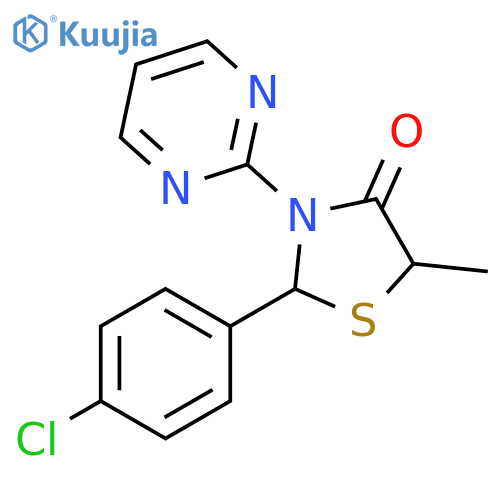 4-Thiazolidinone, 2-(4-chlorophenyl)-5-methyl-3-(2-pyrimidinyl)- structure