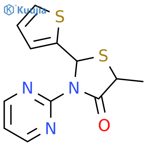 4-Thiazolidinone, 5-methyl-3-(2-pyrimidinyl)-2-(2-thienyl)- structure