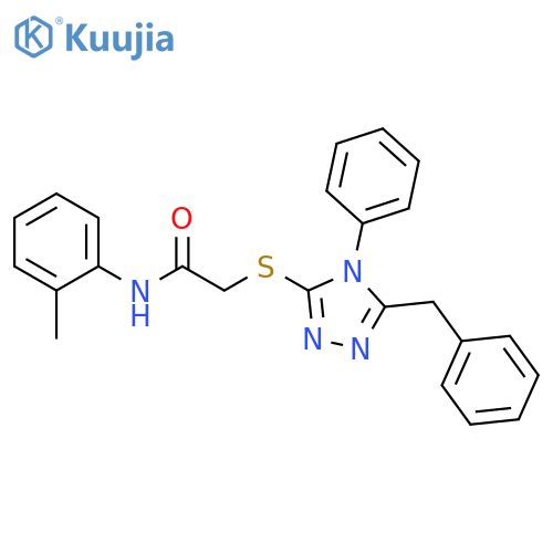 2-[(5-benzyl-4-phenyl-1,2,4-triazol-3-yl)sulfanyl]-N-(2-methylphenyl)acetamide structure