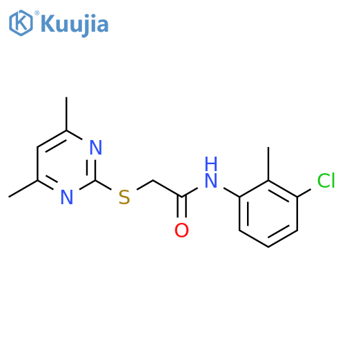 <br>N-(3-Chloro-2-methyl-phenyl)-2-(4,6-dimethyl-pyrimidin-2-ylsulfanyl)-acetam ide structure